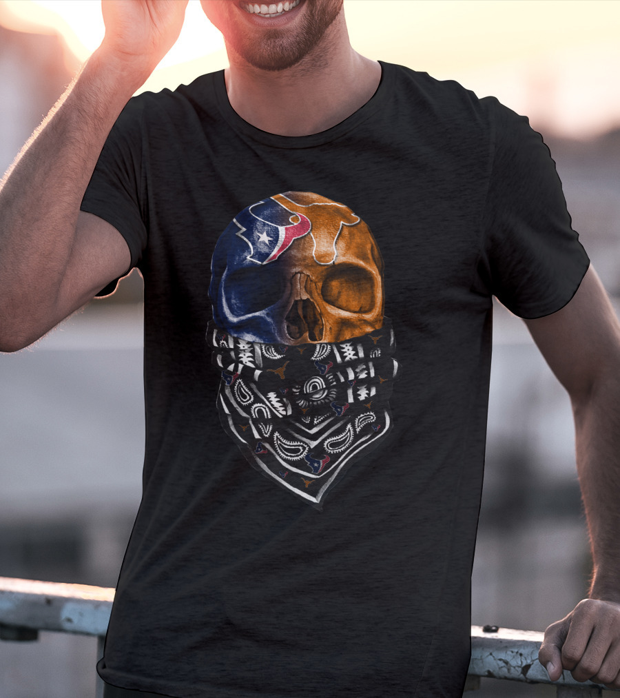Texas Football Skull With Bandana T-Shirt