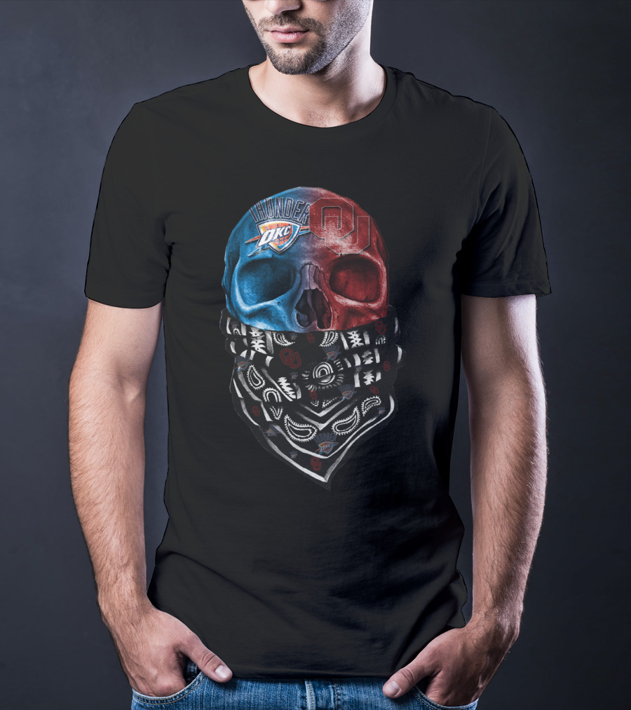 Thunder Okc Ou Skulls Bandana T-Shirt