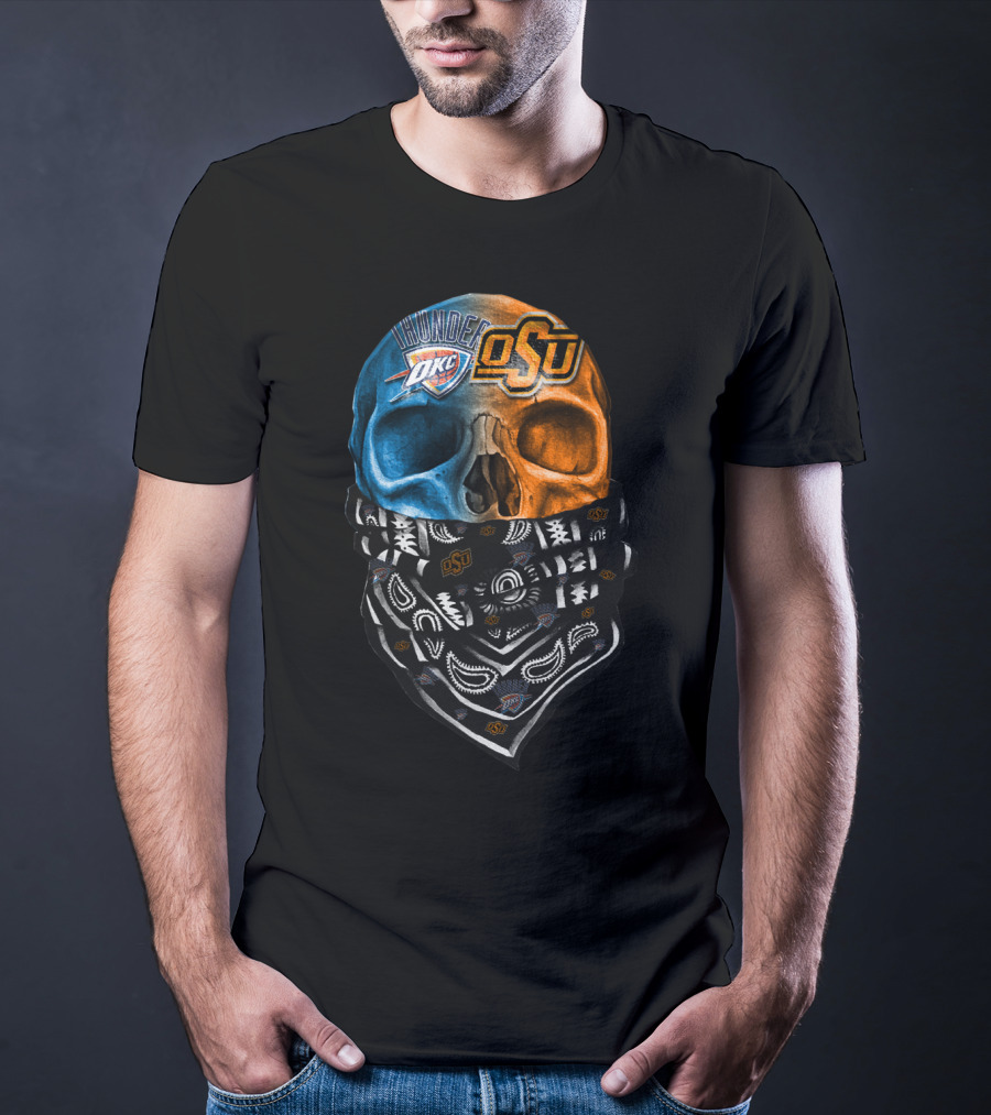 Okc Thunder Osu Skull Bandana T-Shirt