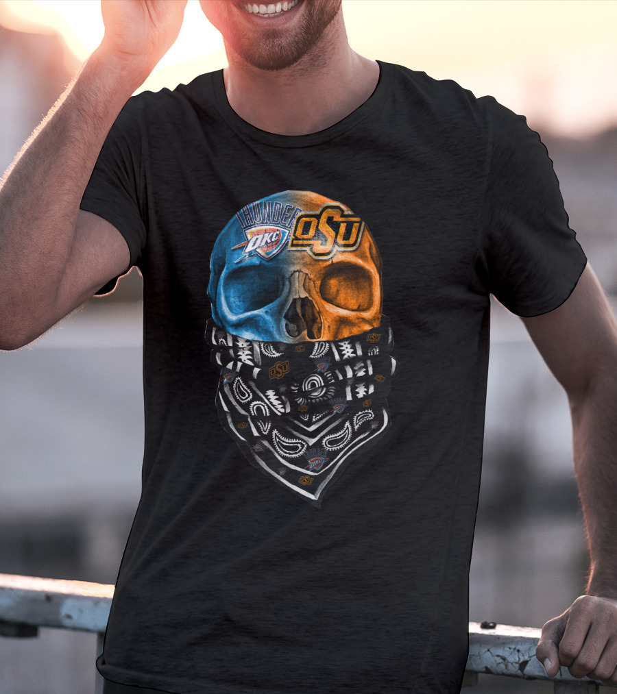 Okc Thunder Osu Skull Bandana T-Shirt