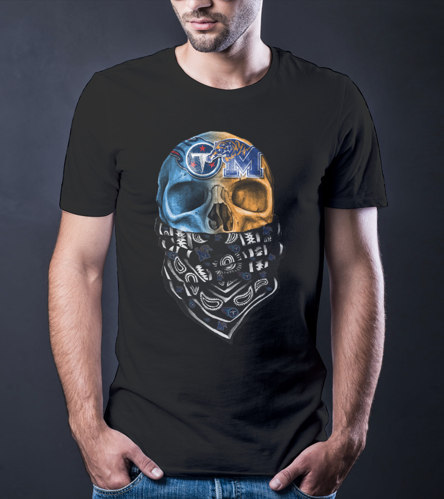 Tennessee Skull Bandana Memphis Tigers Titans T-Shirt