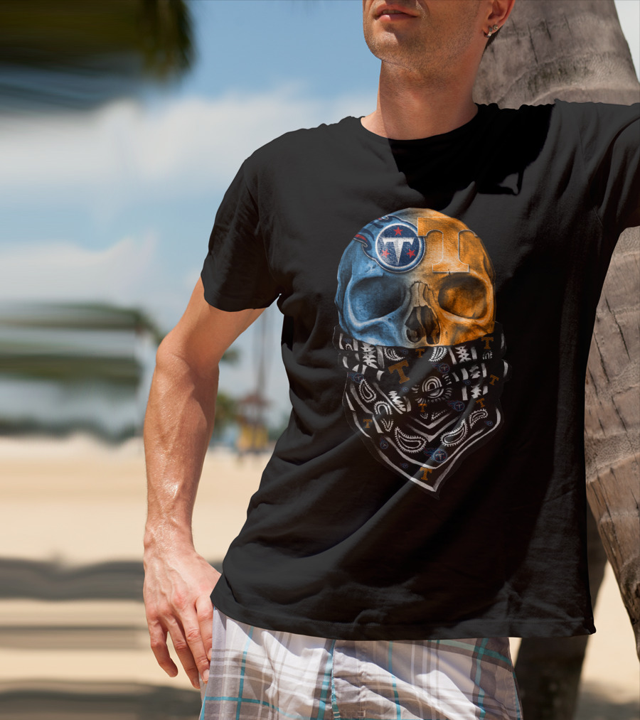 Tennessee Titans Volunteers Skull Crossbones Bandana T-Shirt