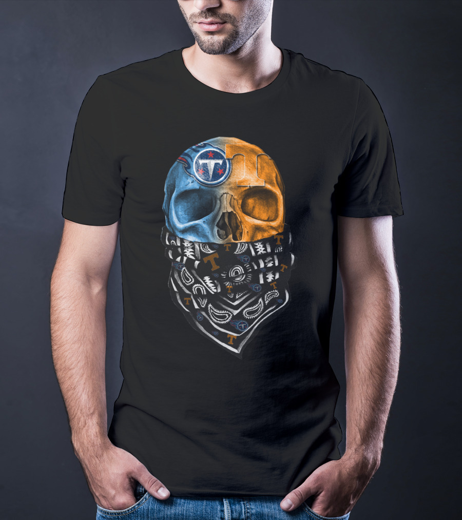 Tennessee Titans Volunteers Skull Crossbones Bandana T-Shirt