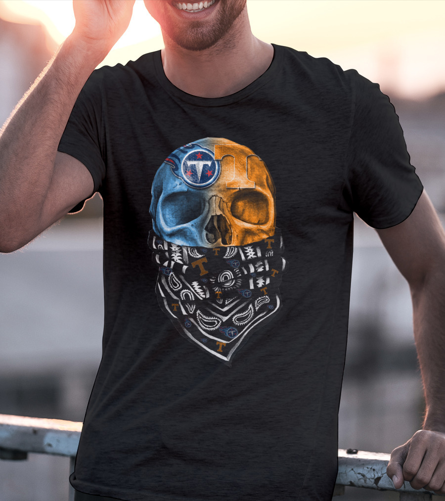 Tennessee Titans Volunteers Skull Crossbones Bandana T-Shirt
