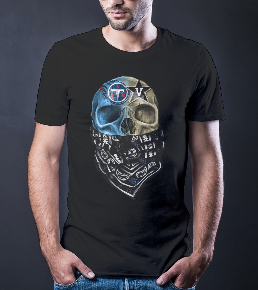 Tennessee Titans Dual Skull With Bandana T-Shirt