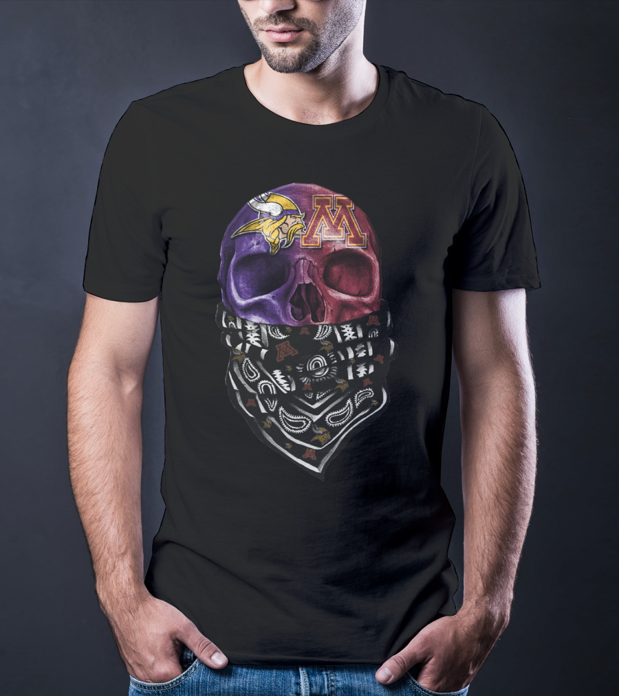 Vikings Gophers Skull Bandana T-Shirt
