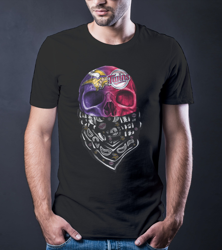 Vikings Twins Skull Bandana Sku 135 T-Shirt