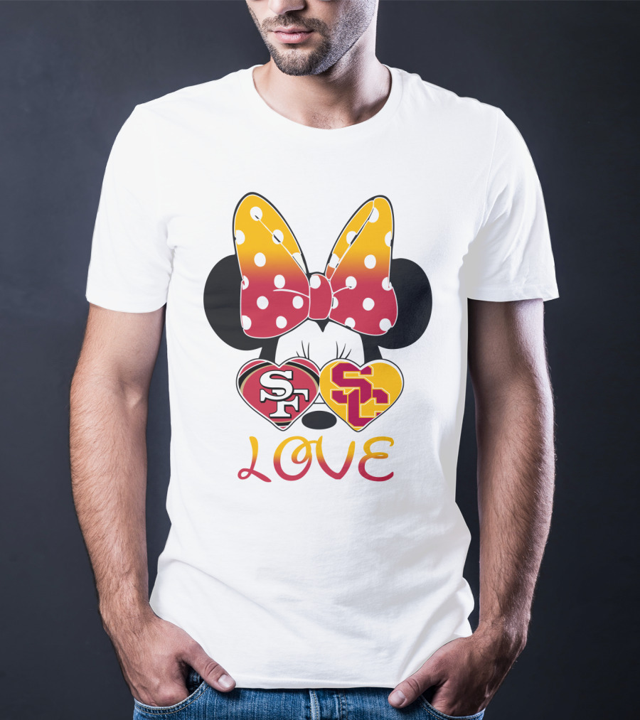 Sf Sc Love Minnie Mouse Bow And Hearts T-Shirt