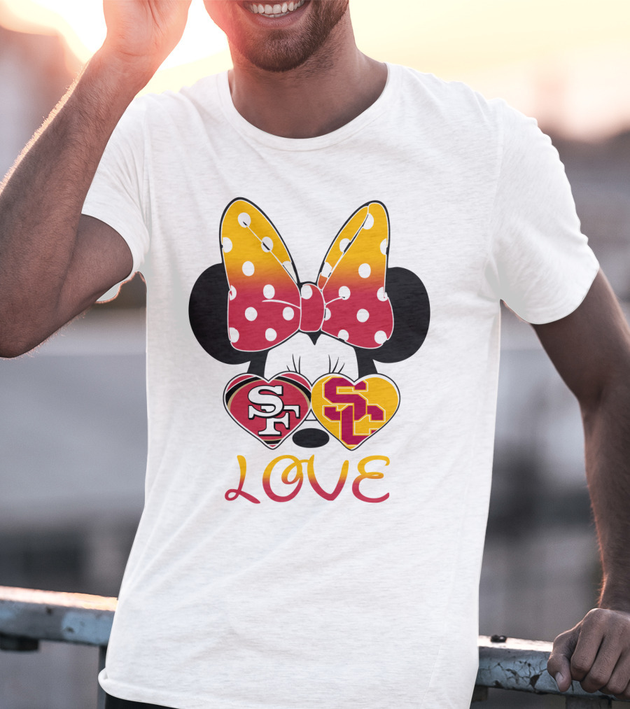 Sf Sc Love Minnie Mouse Bow And Hearts T-Shirt