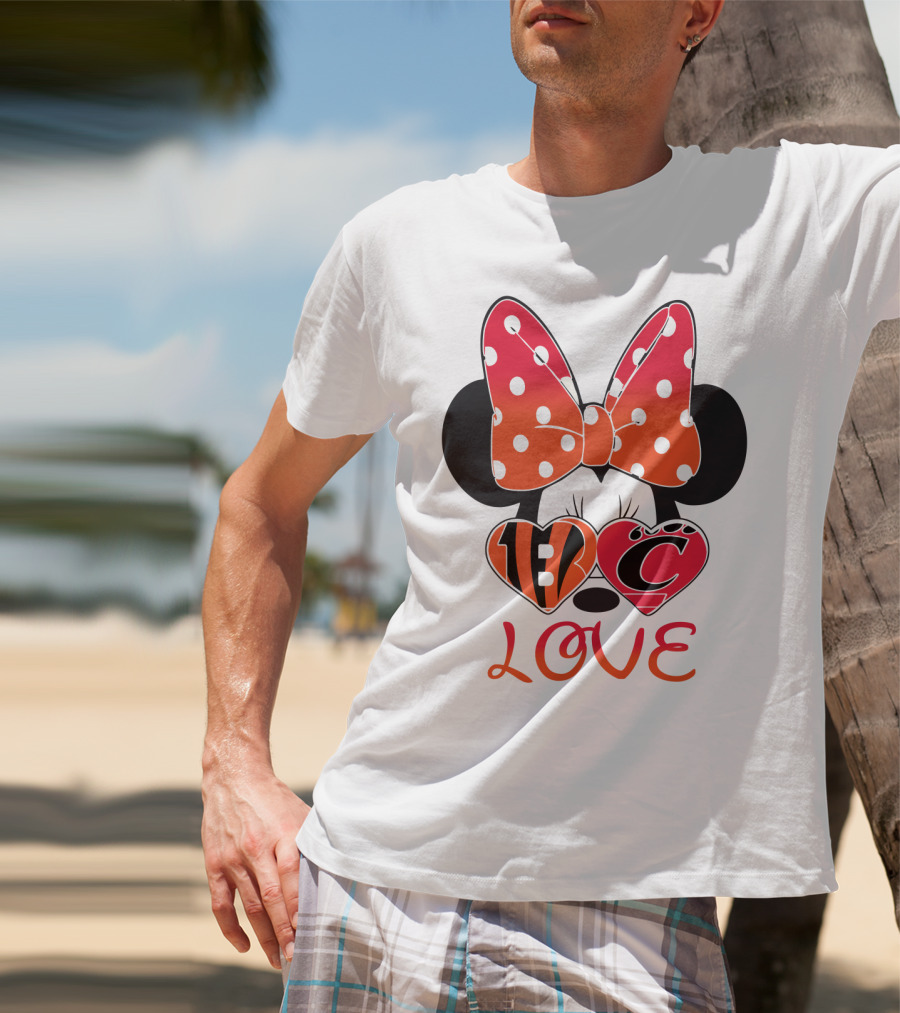 Love Minnie Polka Dot Bow C And B Stripes Hearts T-Shirt