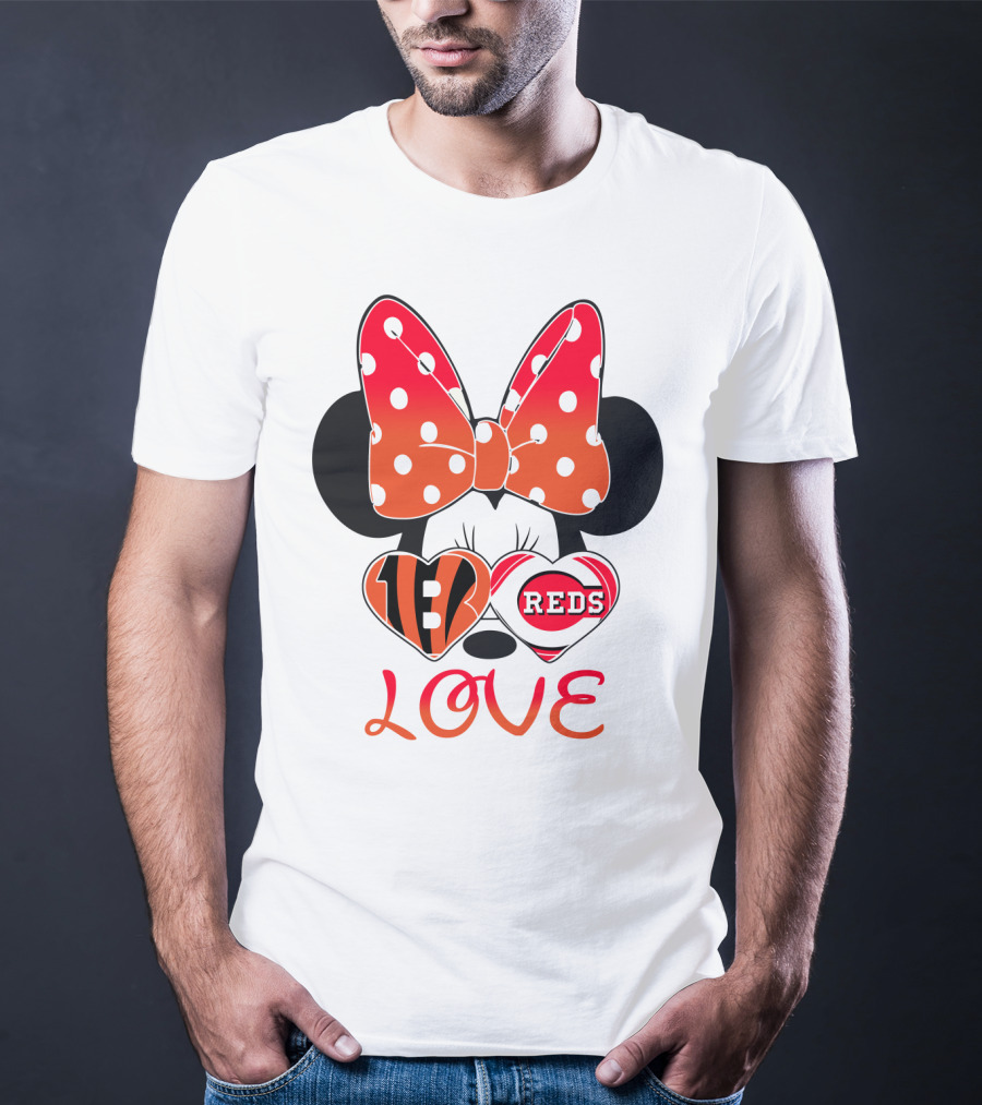 Minnie Love Bengals Reds Hearts T-Shirt