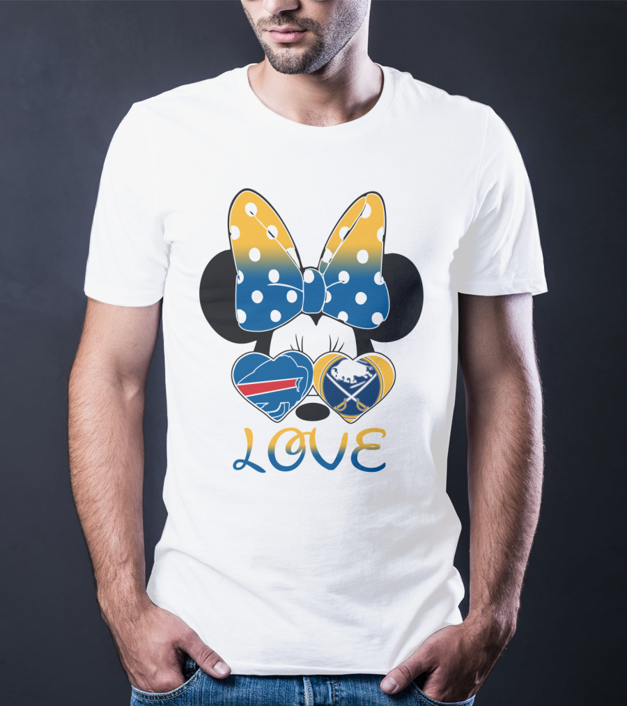 Love Mickey Bow Buffalo Sabres Bills Heart T-Shirt