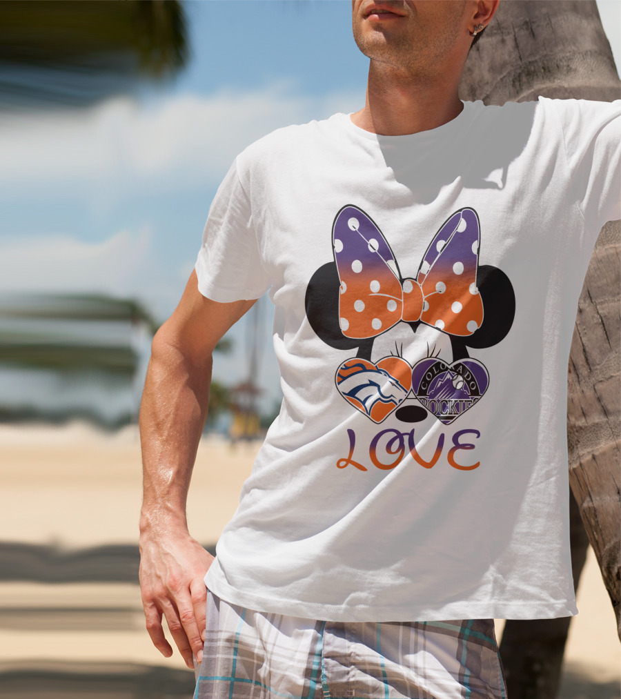 Minnie Mouse Colorado Rockies Denver Broncos Love T-Shirt
