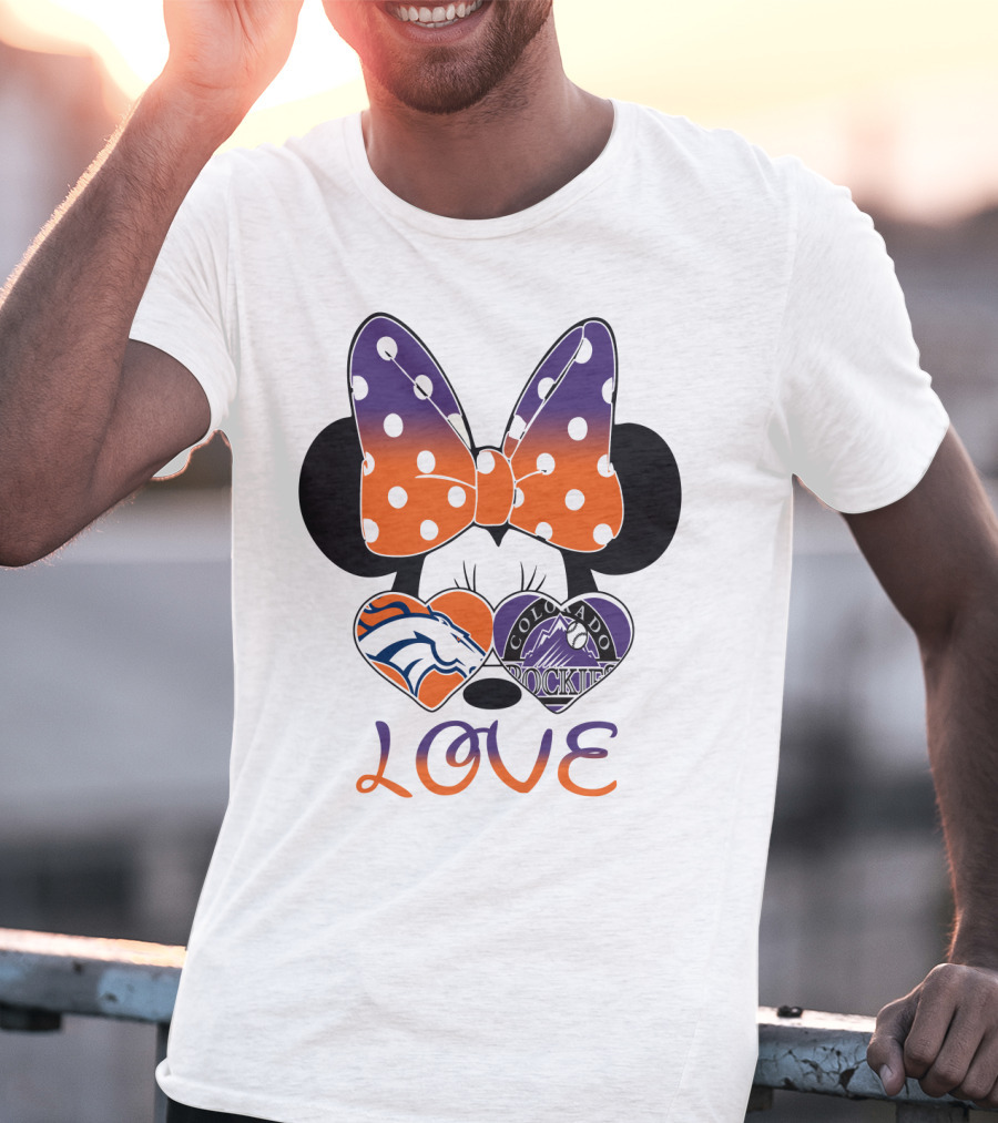 Minnie Mouse Colorado Rockies Denver Broncos Love T-Shirt