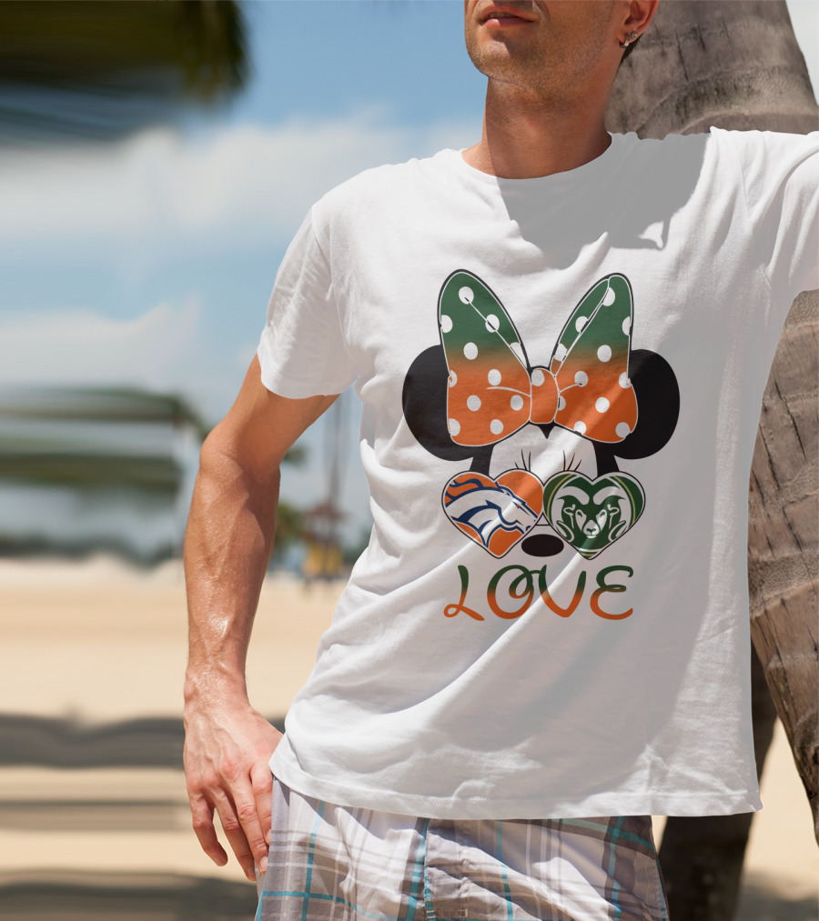 Minnie Love Denver Broncos And Colorado State Rams T-Shirt