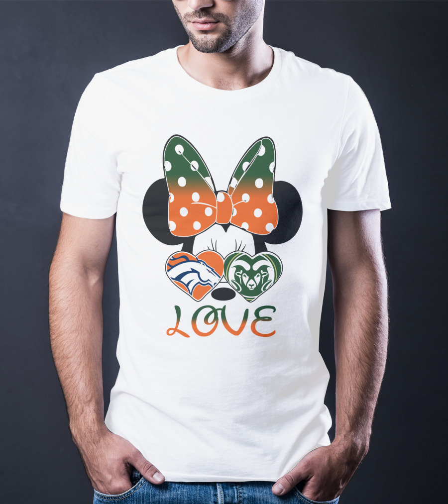 Minnie Love Denver Broncos And Colorado State Rams T-Shirt