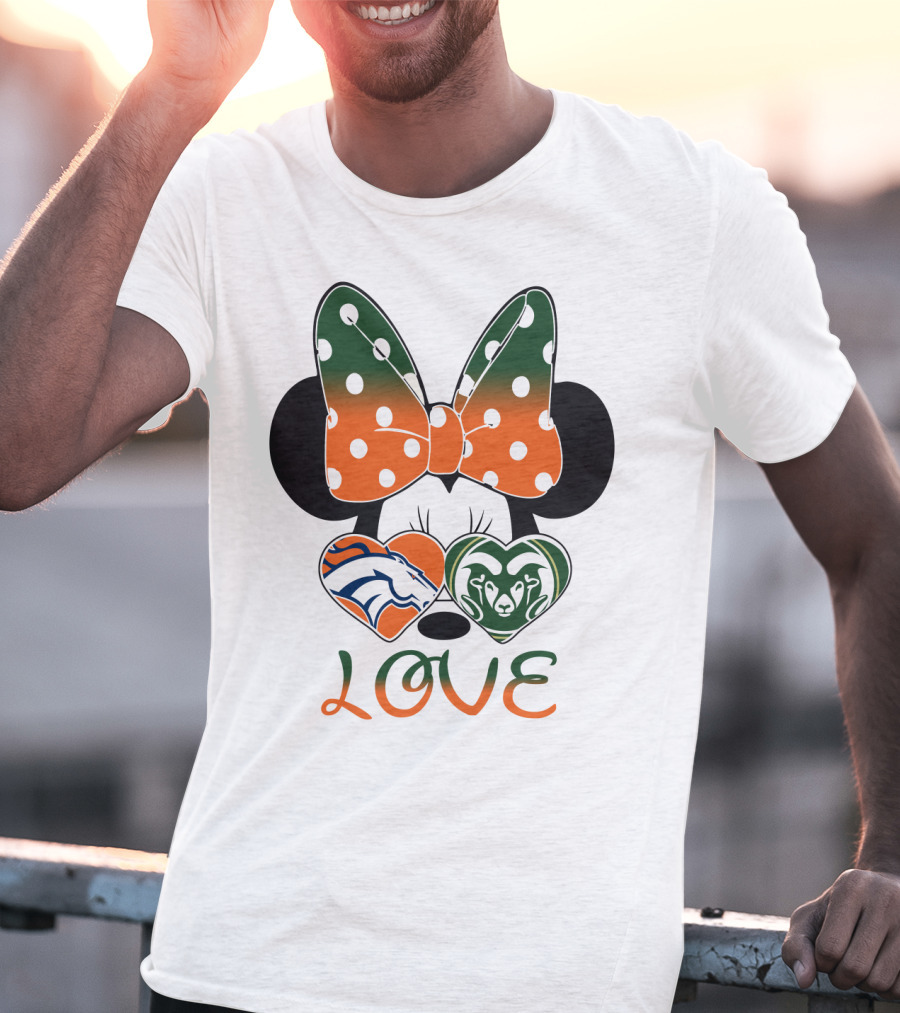 Minnie Love Denver Broncos And Colorado State Rams T-Shirt