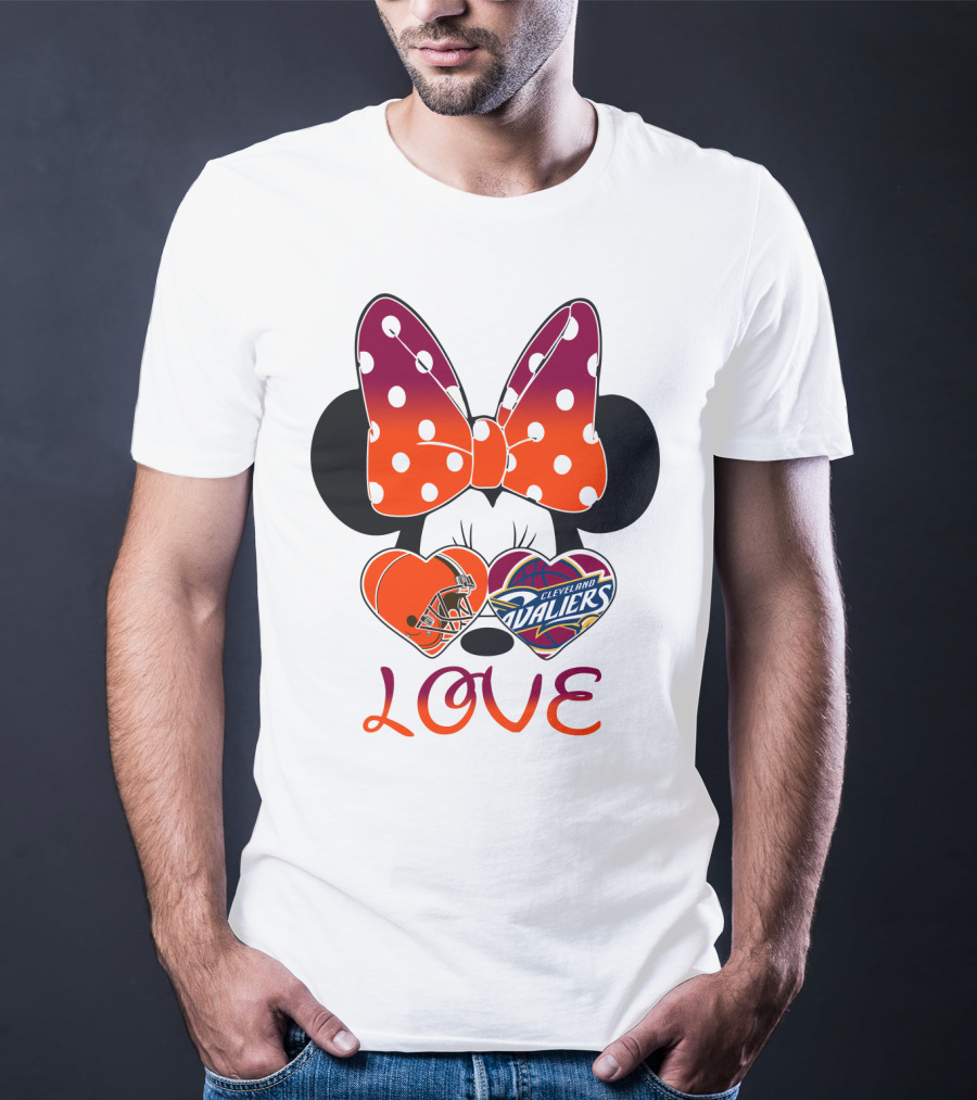 Love Cleveland Browns Cavaliers Minnie Bow T-Shirt