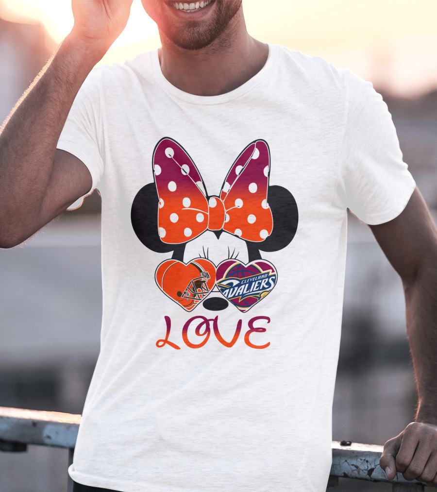 Love Cleveland Browns Cavaliers Minnie Bow T-Shirt