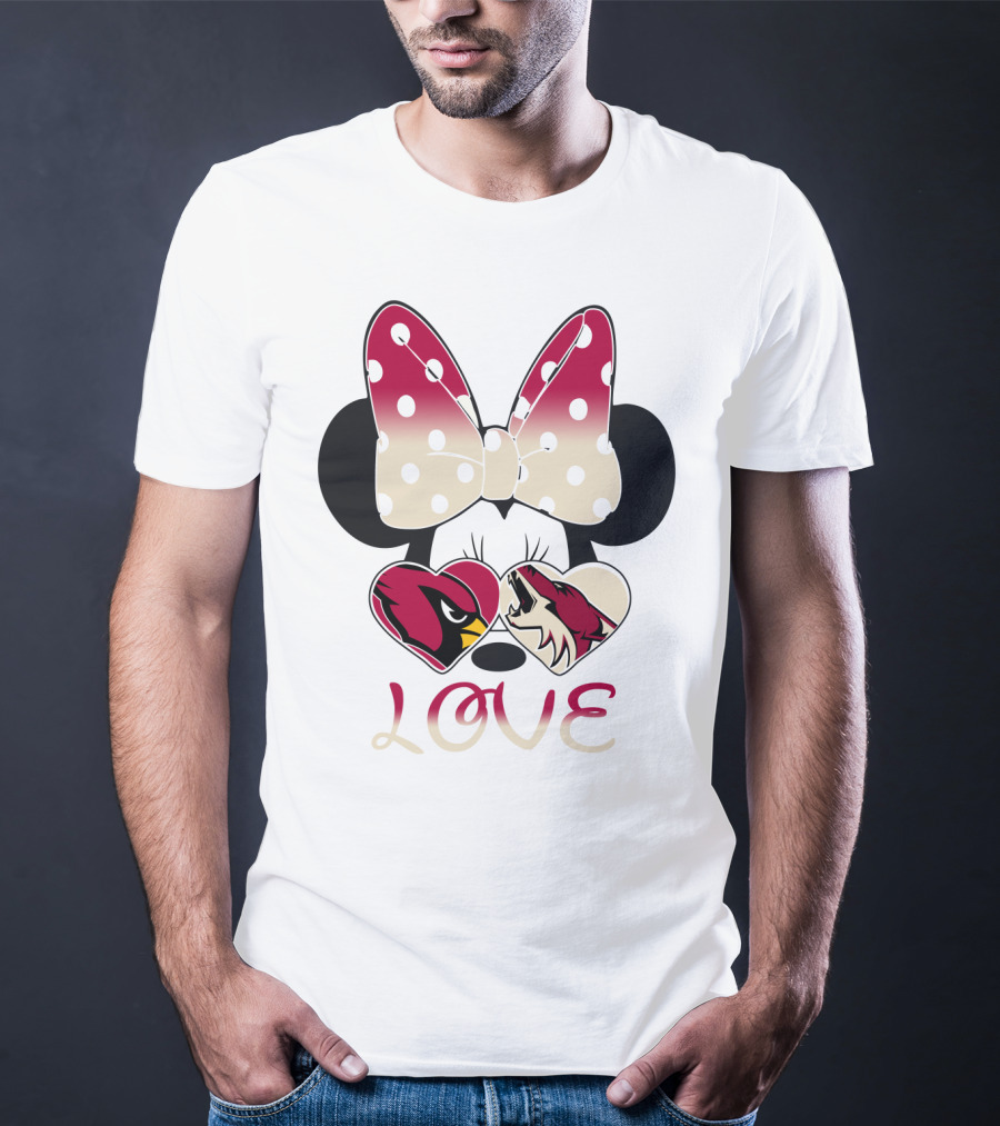 Mic 028 Minnie Bow Cardinals Coyotes Love T-Shirt