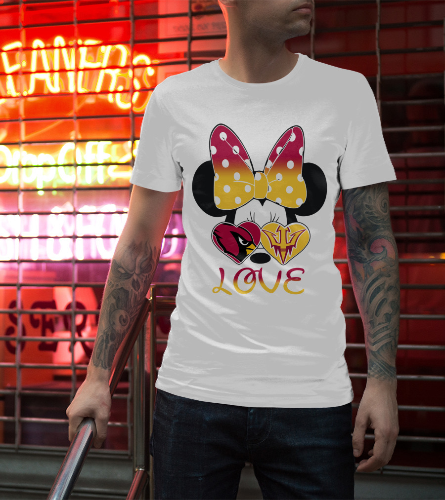 Love Minnie Arizona Cardinals Asu Sun Devils Hearts T-Shirt