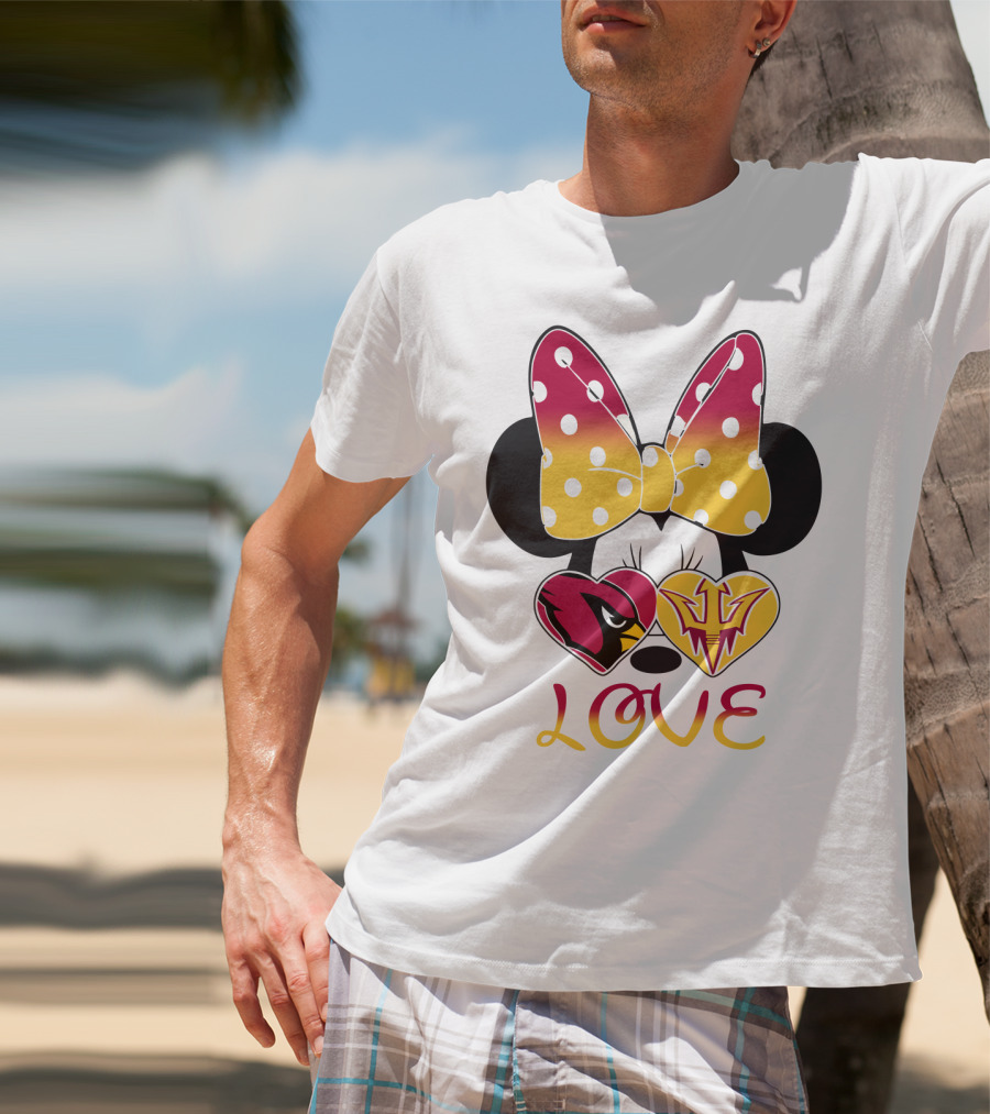 Love Minnie Arizona Cardinals Asu Sun Devils Hearts T-Shirt