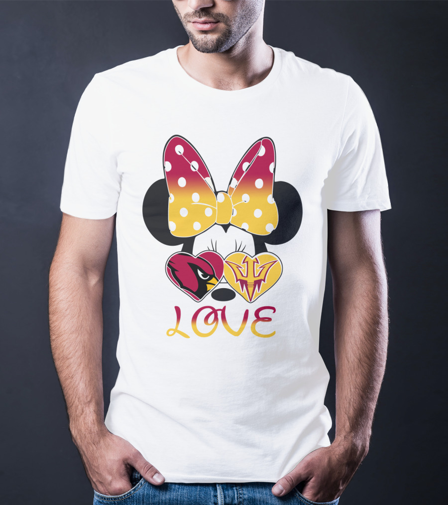 Love Minnie Arizona Cardinals Asu Sun Devils Hearts T-Shirt