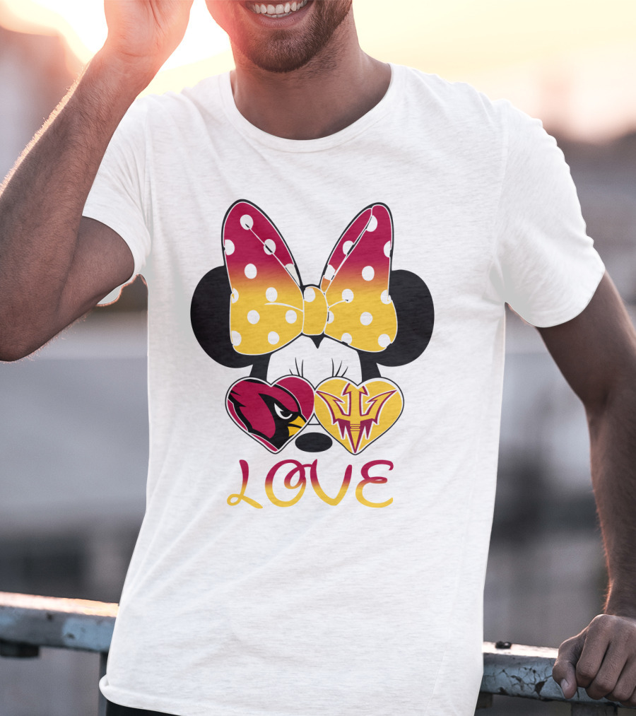 Love Minnie Arizona Cardinals Asu Sun Devils Hearts T-Shirt
