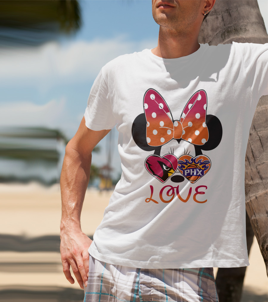 Love Mickey Mouse Minnie Bow Arizona Cardinals Phoenix Suns T-Shirt