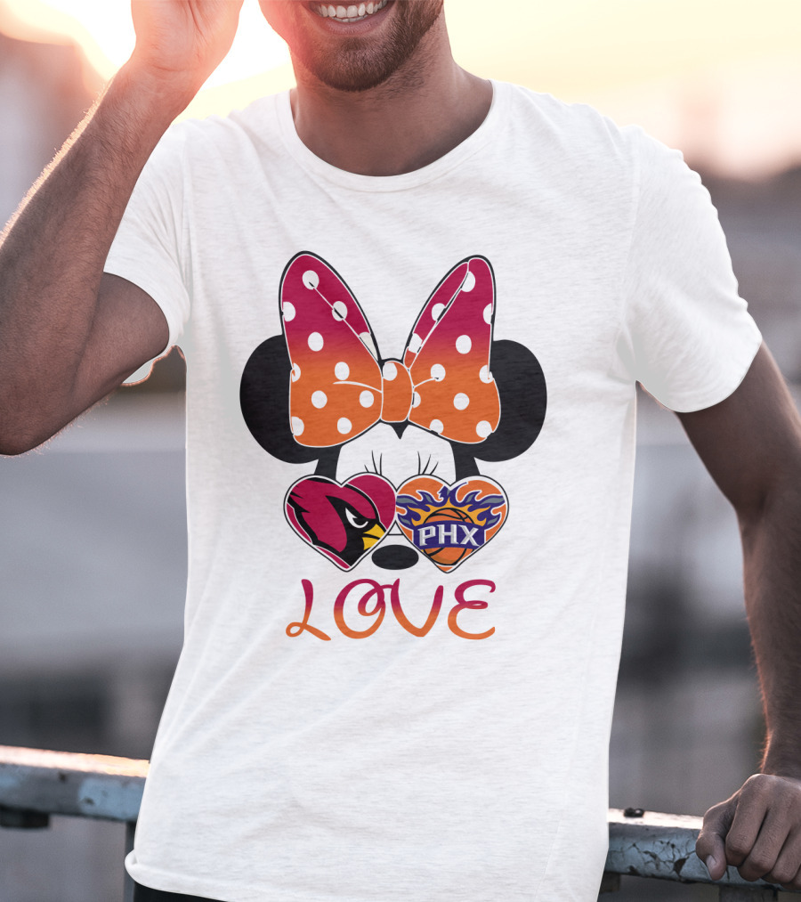 Love Mickey Mouse Minnie Bow Arizona Cardinals Phoenix Suns T-Shirt