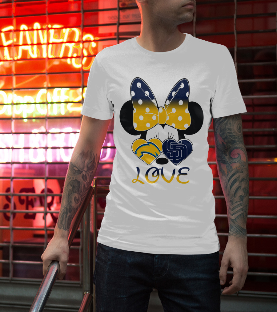 Love San Diego Chargers Padres Bow Minnie T-Shirt