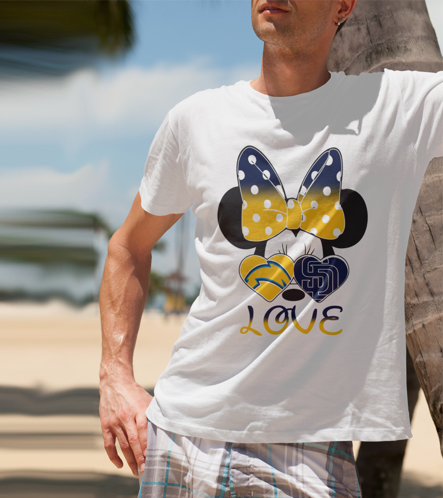 Love San Diego Chargers Padres Bow Minnie T-Shirt