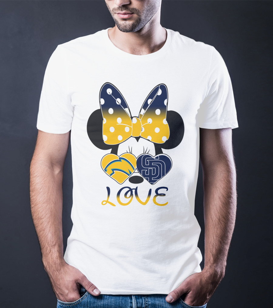 Love San Diego Chargers Padres Bow Minnie T-Shirt