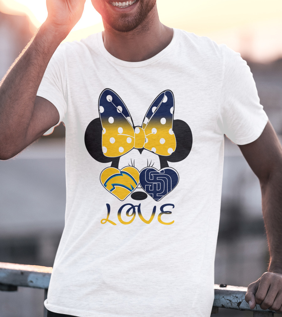 Love San Diego Chargers Padres Bow Minnie T-Shirt