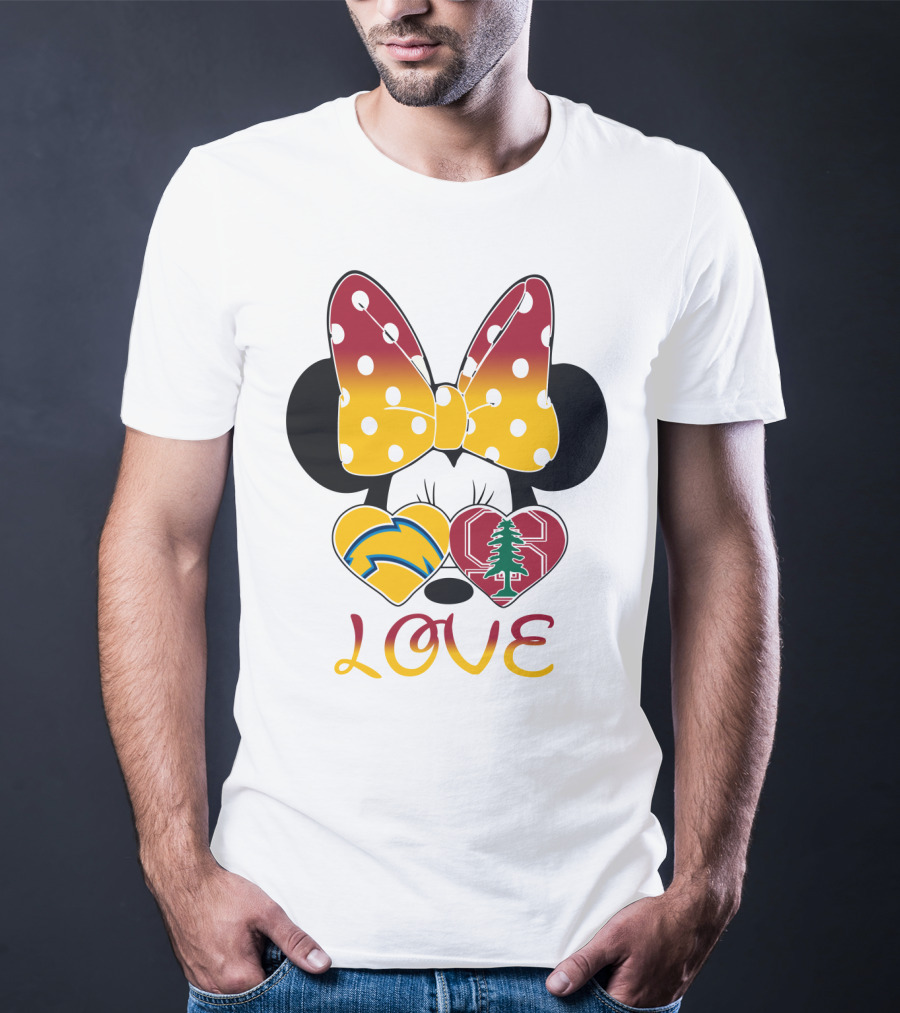 Minnie Mouse Love Heart Chargers Stanford Tree T-Shirt