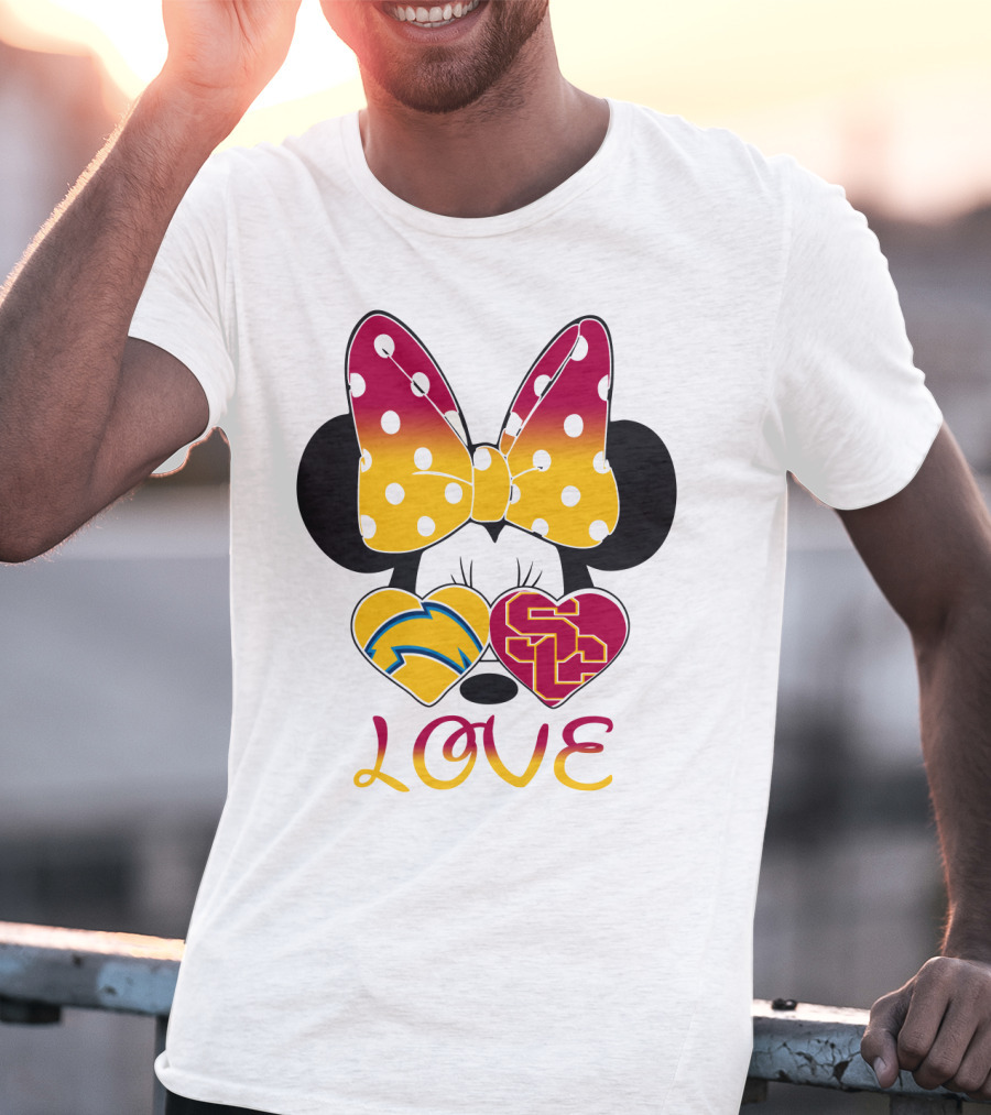 Love Minnie Chargers Usc Heart T-Shirt
