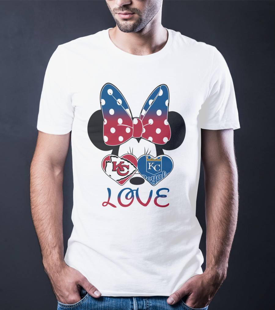 Love Minnie Mouse Kc Chiefs Royals Disney Kansas City T-Shirt