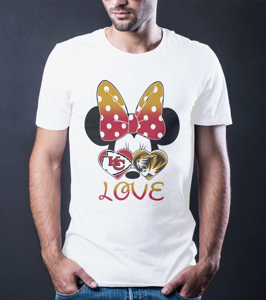Minnie Mouse Bow Kc Chiefs Mizzou Tigers Love T-Shirt