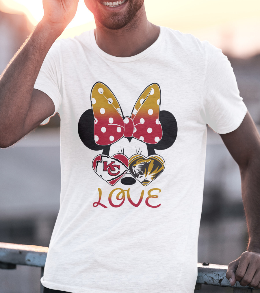 Minnie Mouse Bow Kc Chiefs Mizzou Tigers Love T-Shirt