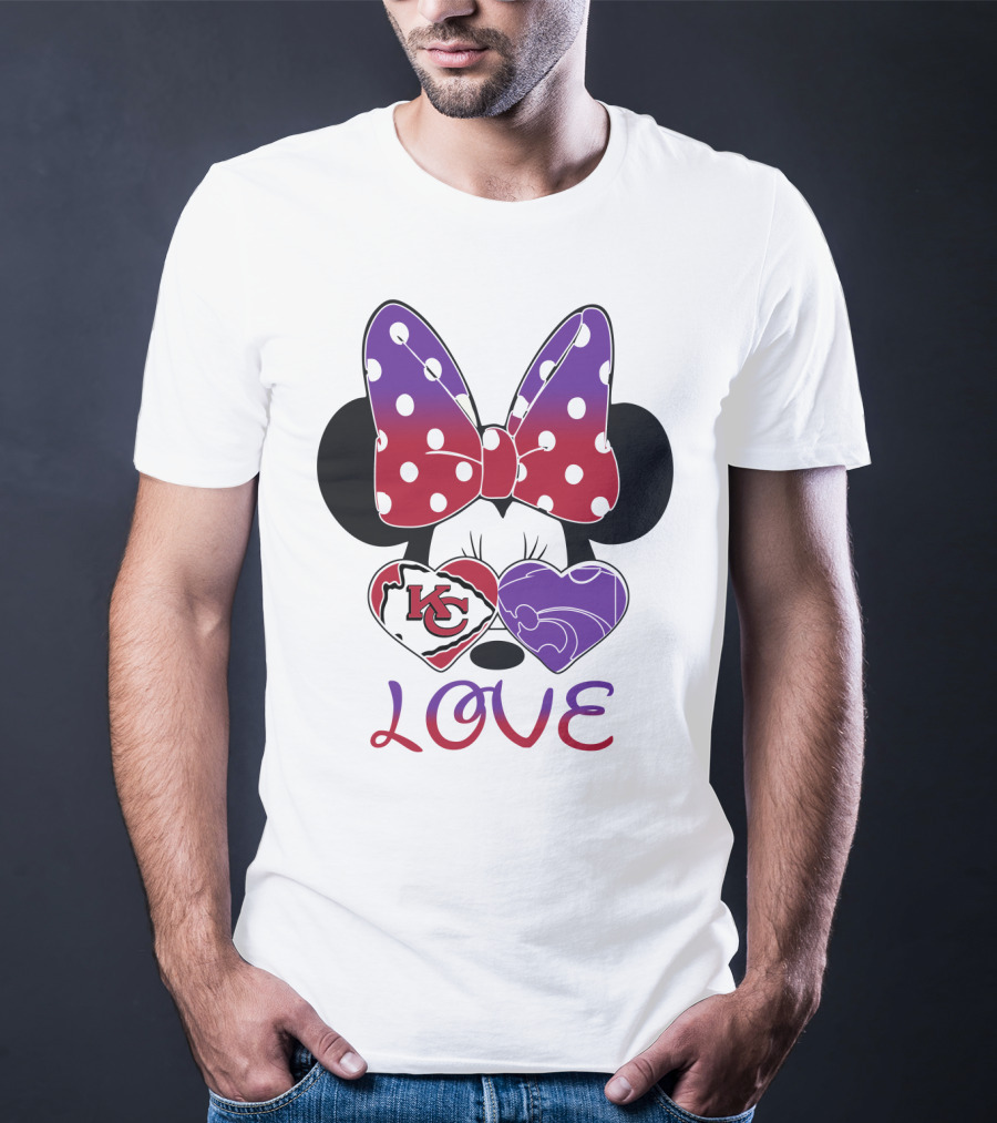 Kansas City Chiefs And Kansas State Wildcats Minnie Mouse Love T-Shirt