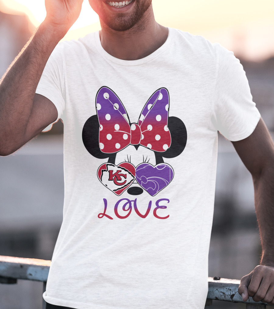 Kansas City Chiefs And Kansas State Wildcats Minnie Mouse Love T-Shirt