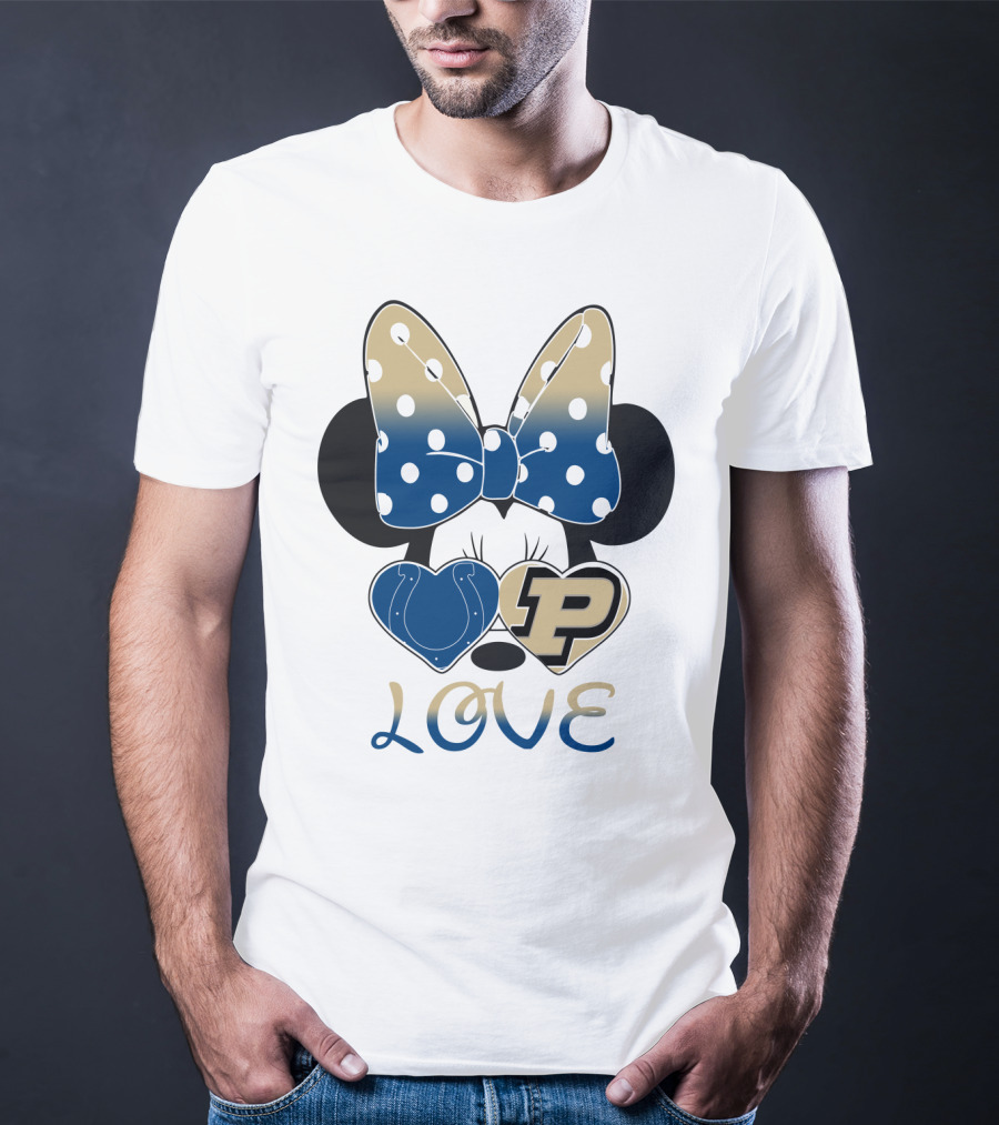 Purdue Boilermakers Minnie Mouse Love Bow Polka Dots T-Shirt