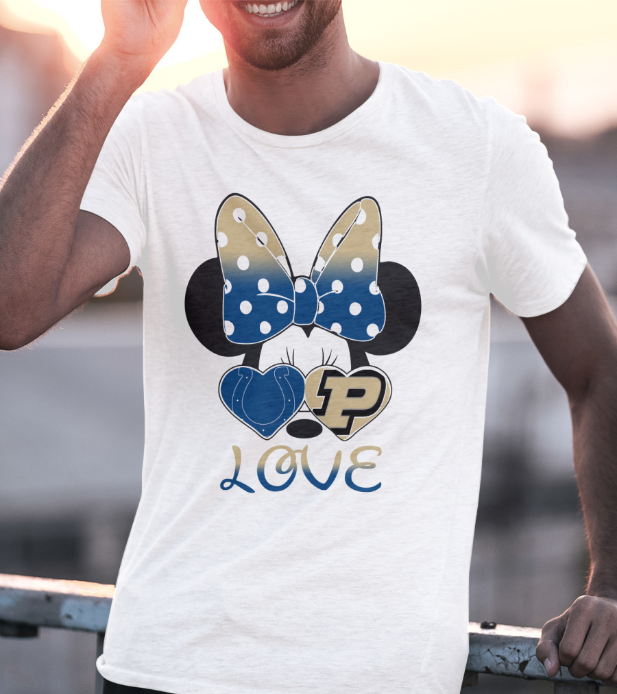Purdue Boilermakers Minnie Mouse Love Bow Polka Dots T-Shirt