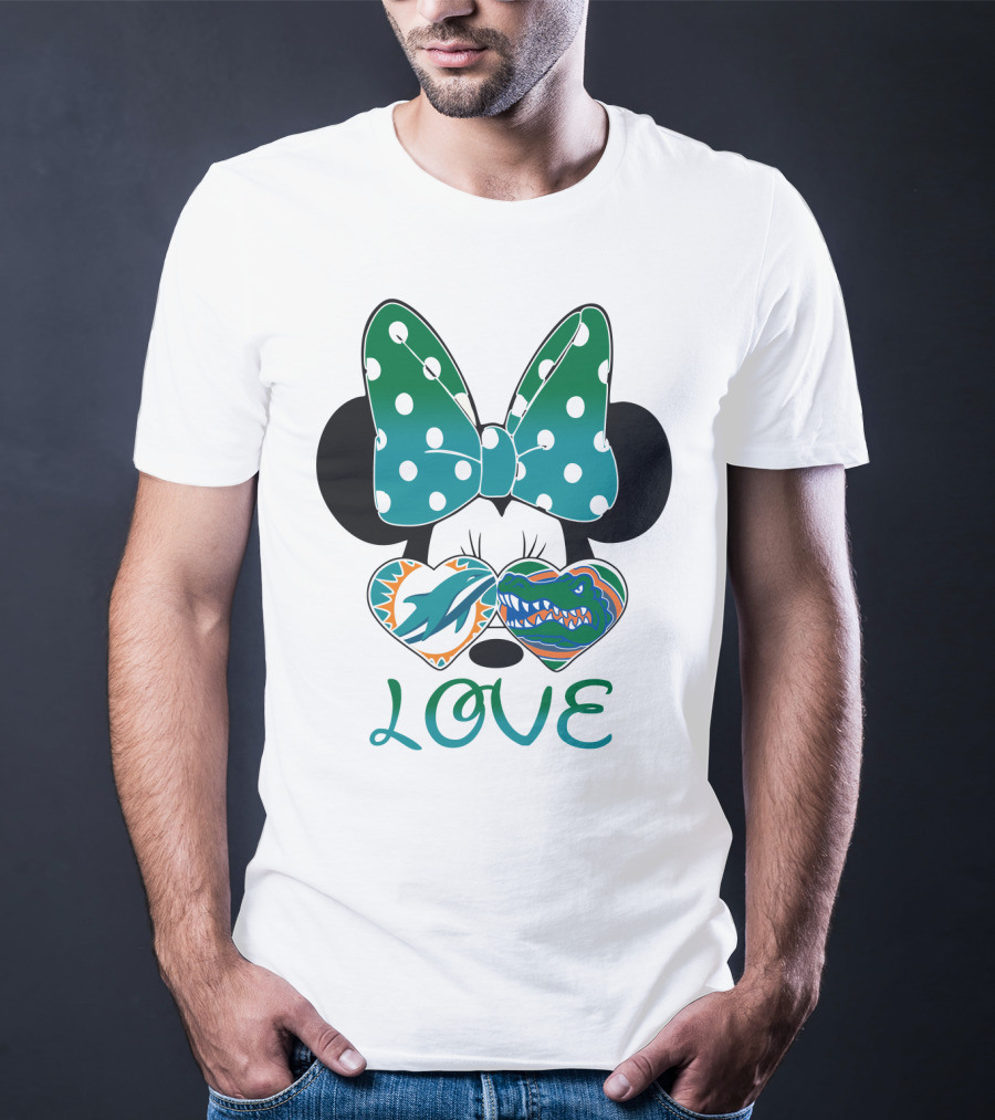 Love Mickey Gator Dolphin Hearts T-Shirt