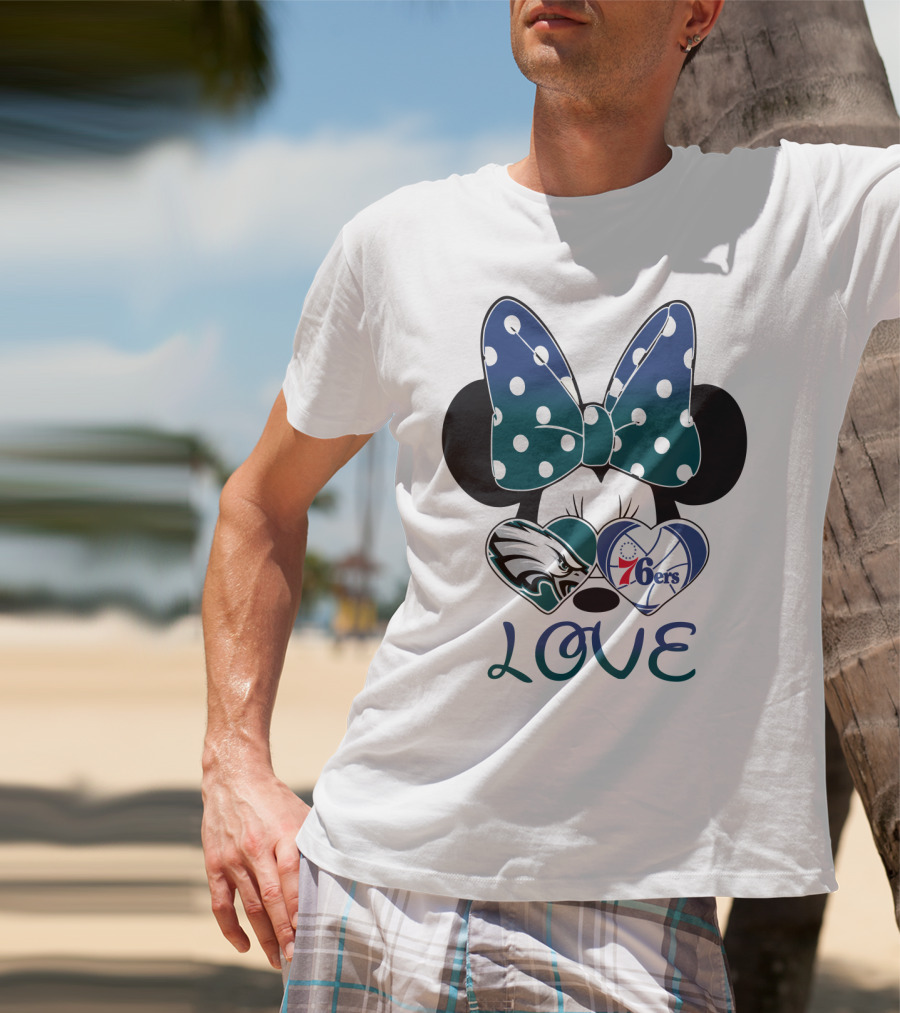 Love Eagles 76ers Bow Hearts T-Shirt