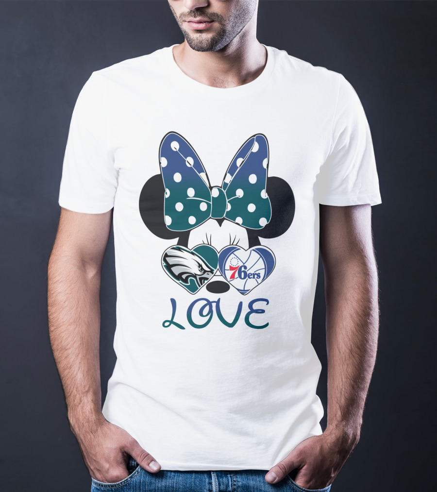 Love Eagles 76ers Bow Hearts T-Shirt
