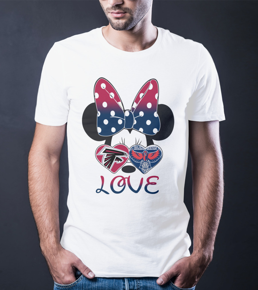 Mic 060 Minnie Mouse Love Atlanta Falcons Hawks Hearts T-Shirt
