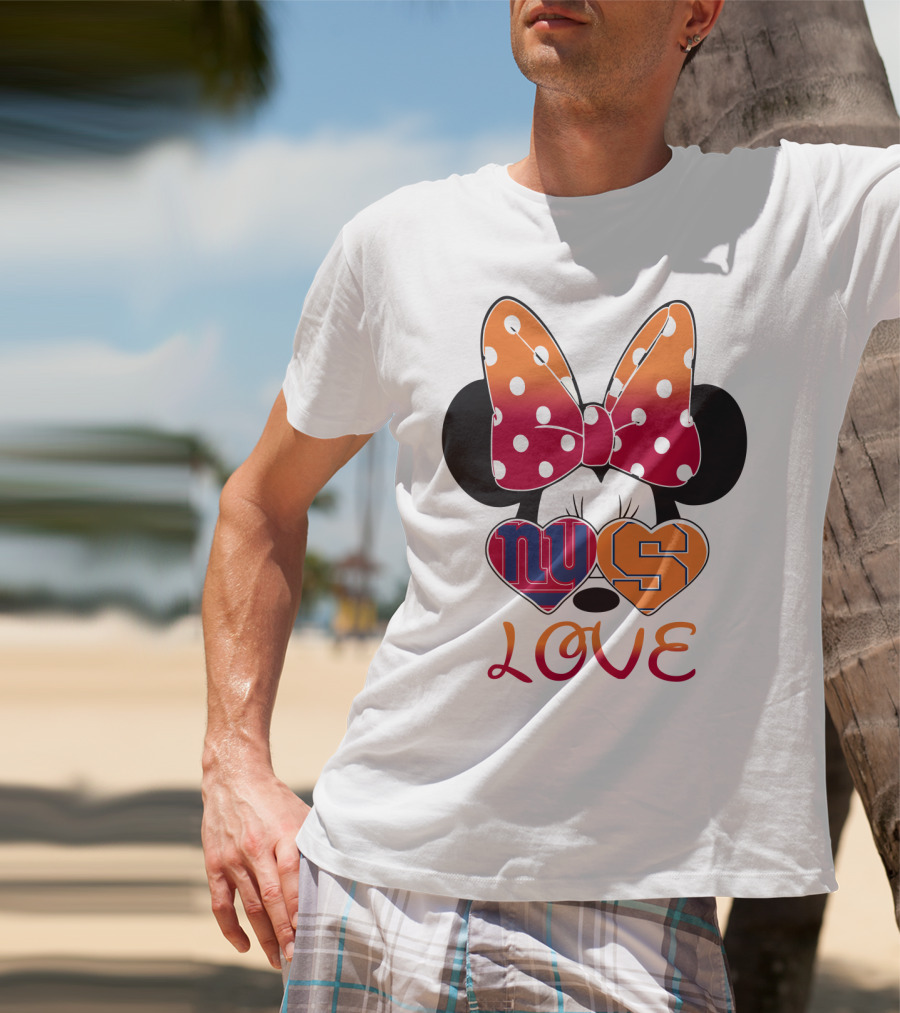 Ny Giants Syracuse Love Minnie Mouse Bow Hearts T-Shirt