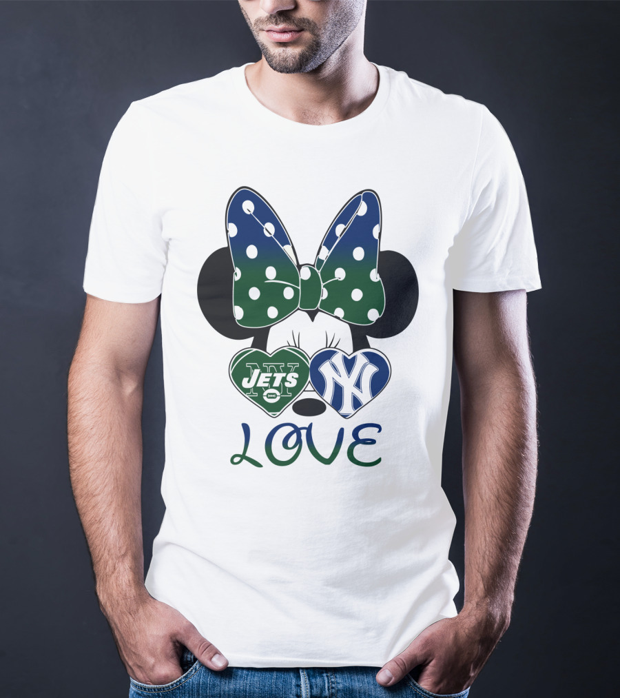 Minnie Mouse Bow New York Jets Yankees Love T-Shirt