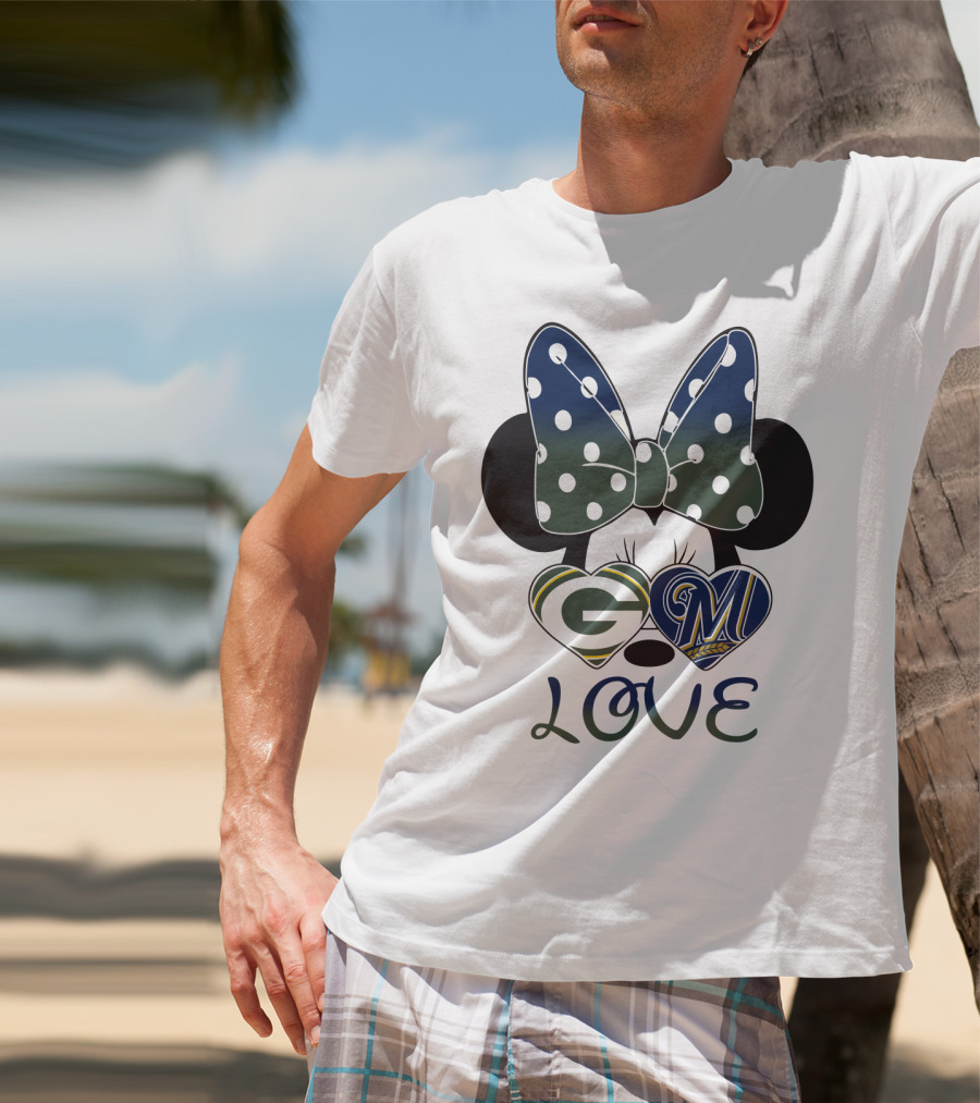 Green Bay Packers Milwaukee Brewers Minnie Mouse Love T-Shirt